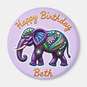 Imã BETH ~ Elephant Magnet Púrpura Personalizado