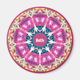 Imã BETH ~ Padrão 3D rosa personalizado ~