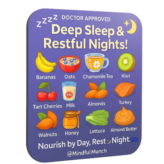Imã 💤 Better Sleep Fridge Magnet (Wind down naturally—this magnet shows you the best foods for deep sleep and relaxation)