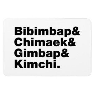 Ímã Bibimbap & Chimaek & Gimbap & Kimchi. Comidas core