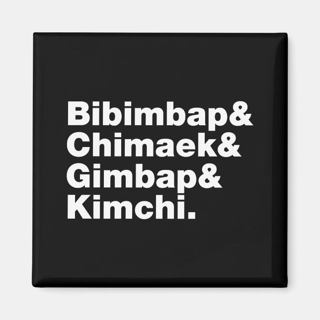 Imã Bibimbap & Chimaek & Gimbap & Kimchi. Comidas core (Frente)