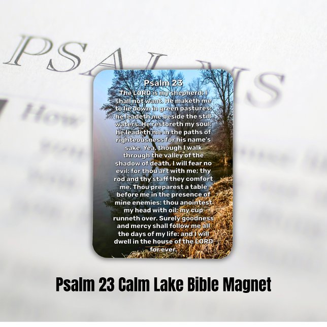Ímã Bíblia do Lago Calm 23 (Psalm 23 Calm Lake Bible Magnet)