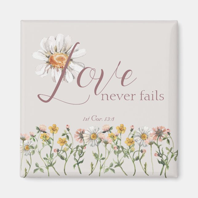 Imã Bíblia Inspiracional Verso 'Amor Nunca Falha' (Frente)