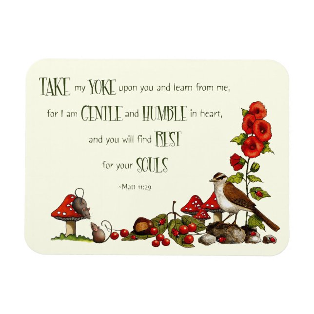 Ímã Bíblia: Tome Meu Yoke: Arte da Natureza, Jesus (Horizontal)