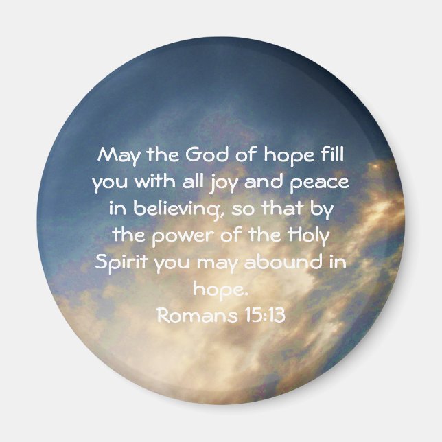 Imã Bíblia Versa aspas de Uplifting Romans 15:13 (Frente)