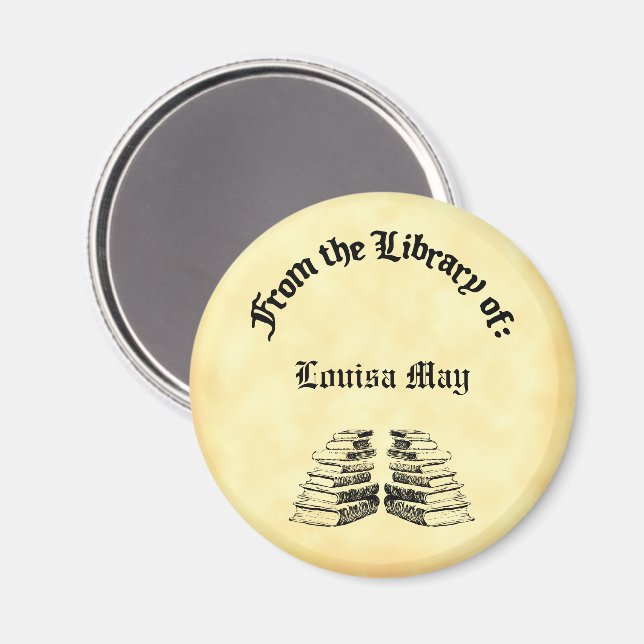 Imã Biblioteca de Livros Vintage do Magnet Personaliza (Front/Back)