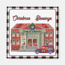 Imã Biblioteca e biblioteca móvel de caminhões vermelh