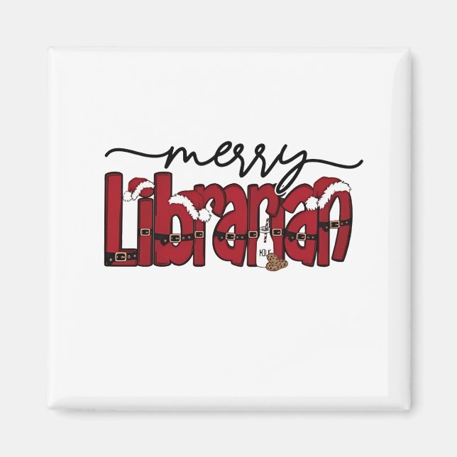 Imã Bibliotecário Alegre Natal Amante de Livros Biblio (Frente)