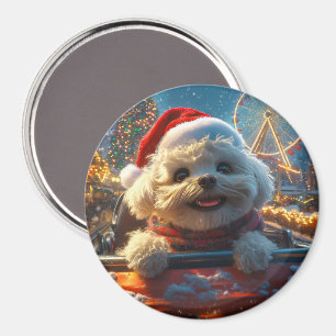 Imã Bichon Frise Cog Roller Porta copos Natal