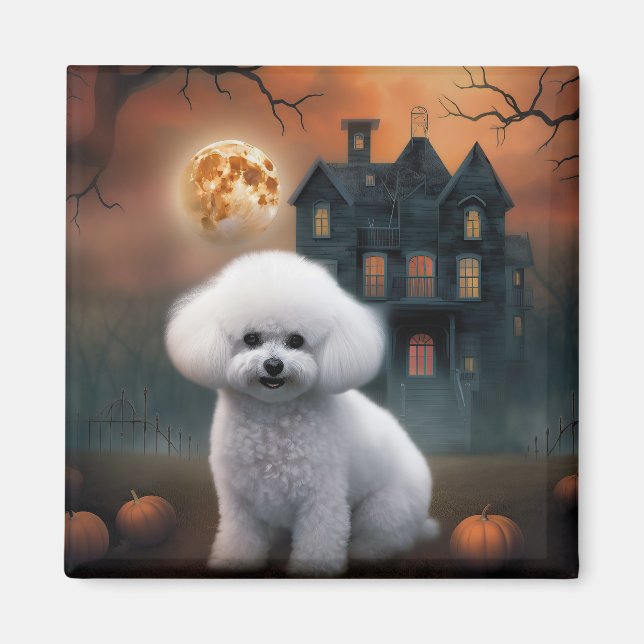 Imã Bichon Frise Halloween Scary (Frente)