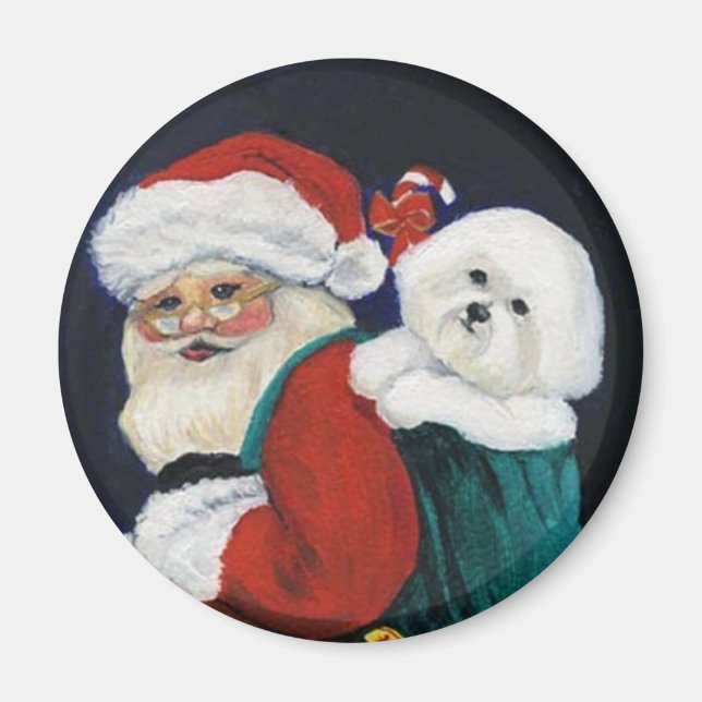 Imã "Bichon Frise & Papais noeis" Magneta de Arte Cani (Frente)