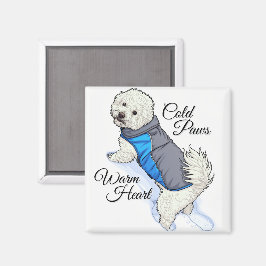 Imã Bichon Snow de Coração Quente