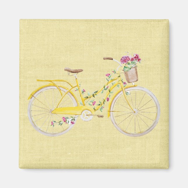 Imã Bicicleta Amarela Aquarela (Frente)