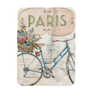 Ímã Bicicleta de Paris com flores