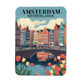 Ímã Bicicletas de Viagens vintage de Amsterdã Holanda