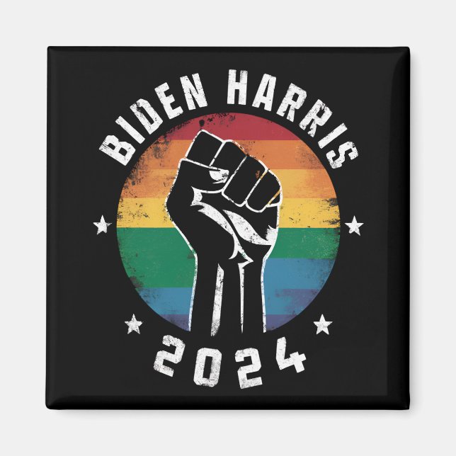 Imã Biden Harris 2024 LGBT Rainbow Orgulho gay Electio (Frente)