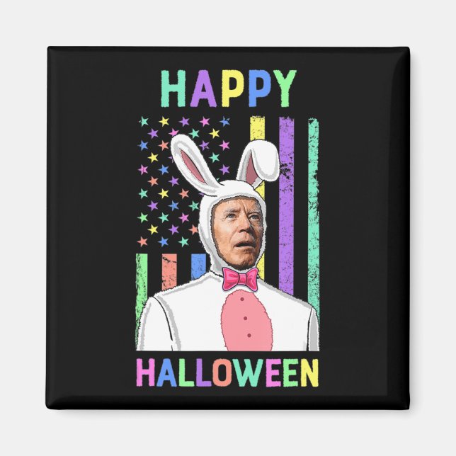 Imã Biden Páscoa Happy Halloween Bunny Joe Páscoa Flag (Frente)