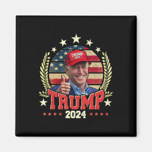 Imã Biden Vestindo Trump Red Hat Shirt Engraçado Trump