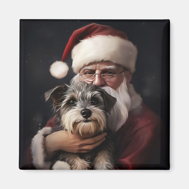 Imã Biewer Terrier com Papai Noel Natal Festivo (Frente)