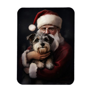 Ímã Biewer Terrier com Papai Noel Natal Festivo