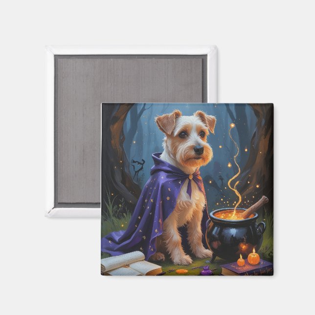 Imã Biewer Terrier Dog Whimsical Halloween Painting (Front/Back)