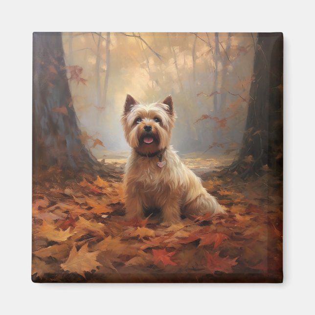 Imã Biewer Terrier no Outono Folhas Caem Inspirar (Frente)