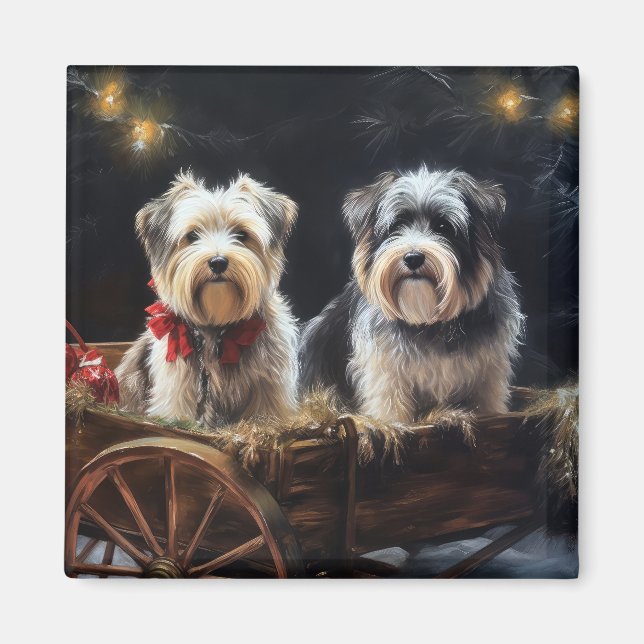 Imã Biewer Terrier Snowy Sleigh Decor de Natal (Frente)