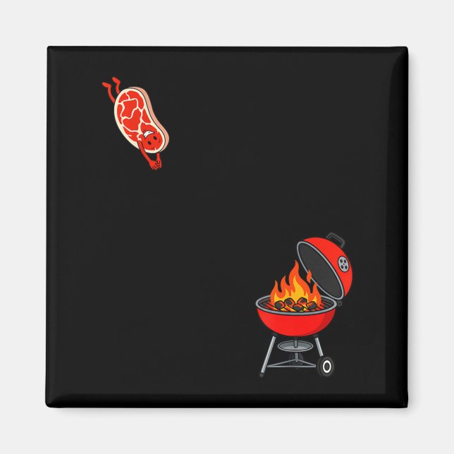 Imã Bife Engraçado Pulando No Churrasco Voo (Frente)