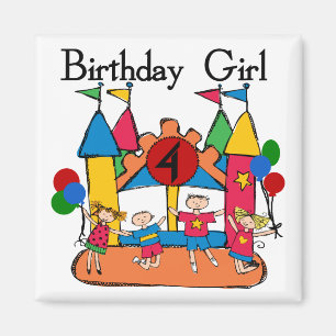Imã Big Bonde Girl 4th Birthday T-shirts e presentes