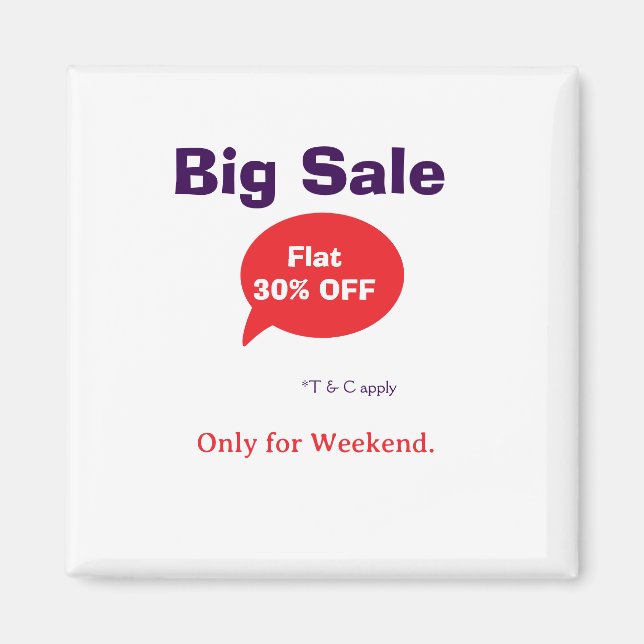 Imã Big sale discount offer weekend company shop T&C (Frente)
