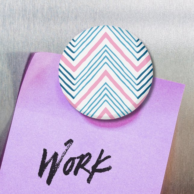 Imã Big Zag Chevron in Pink and Aqua Magnet (Criador carregado)