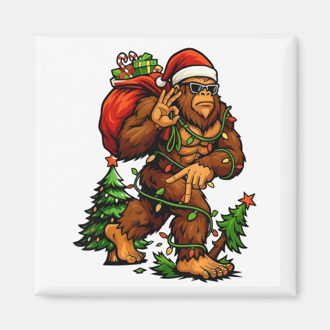 Imã Bigfoot 67 Christmas Tree Lights Xmas Men Sasquatc (Frente)