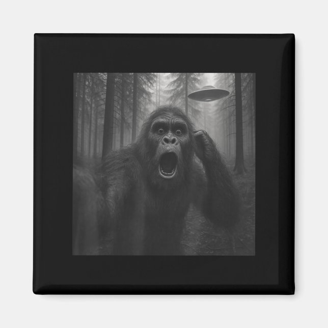 Imã Bigfoot Alien Ufo Selfie Engraçado Sasquatch Meme  (Frente)