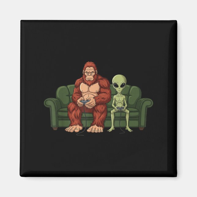Imã Bigfoot Alien Video Games Gaming Sasquatch Ufo Men (Frente)