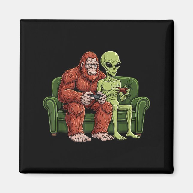 Imã Bigfoot Alien Video Games Gaming Sasquatch Ufo Men (Frente)