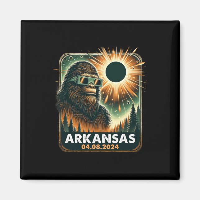 Imã Bigfoot Arkansas Total Solar Eclipse 2024 Vestindo (Frente)