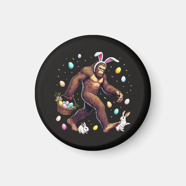 Imã Bigfoot Dia de Páscoa Sasquatch Engraçado (Frente)