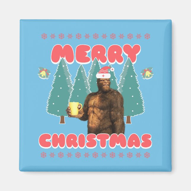 Imã Bigfoot Engraçado - Feliz Natal (Frente)