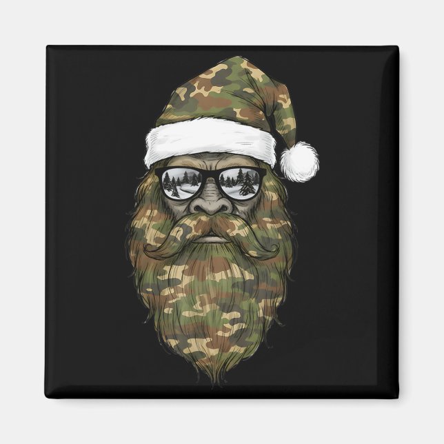 Imã Bigfoot Face Sungles Santa Christmas Camo Xmas Sas (Frente)