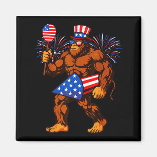 Imã Bigfoot fogo de artifício bandeira americana bigfo