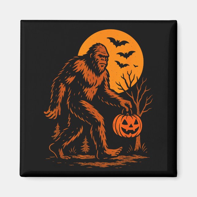 Imã Bigfoot Halloween Sasquatch Jack O Lantern  (Frente)