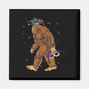Imã Bigfoot Mardi Gras Carnaval Sasquatch Funny Men Bo