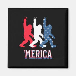 Imã Bigfoot Mérica Red White Blue Peace Sinal 4° De Ju