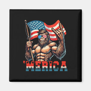 Imã Bigfoot Merica Rock American Flag Patriótico 4º