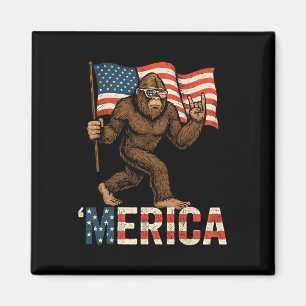 Imã Bigfoot Merica Rock Patriótico Americano Bandeira