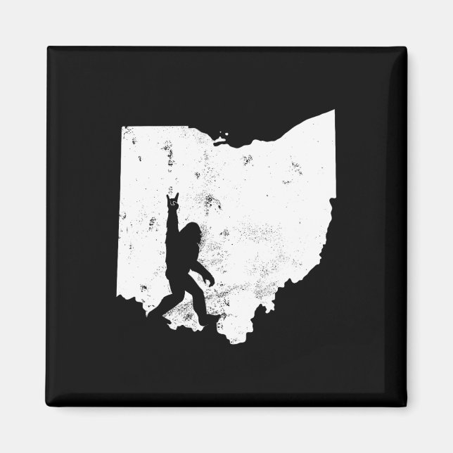 Imã Bigfoot Ohio State Map Sasquatch Men Gift (Frente)