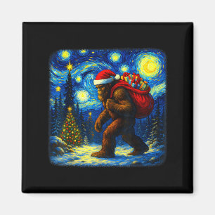 Imã Bigfoot Papai Noel Natal Noite Estrelada Sasquatch