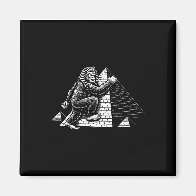 Imã Bigfoot Pharaoh Climbing Pyramids Funny Egypt Trav (Frente)