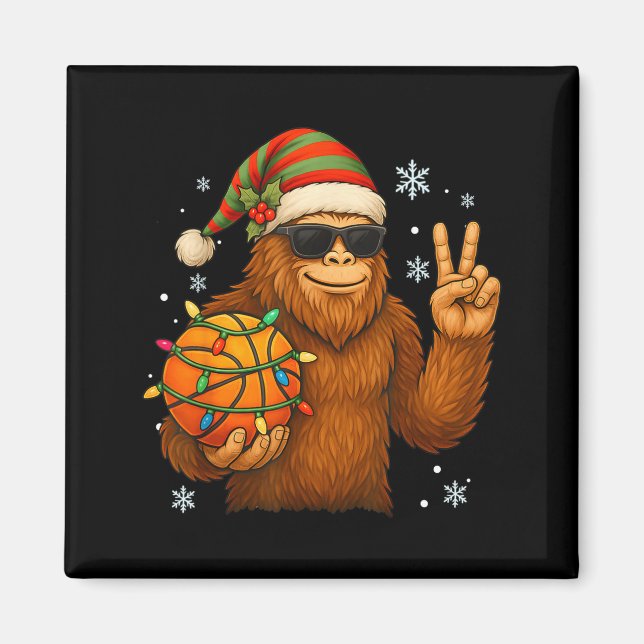 Imã Bigfoot Santa Basketball Christmas  (Frente)