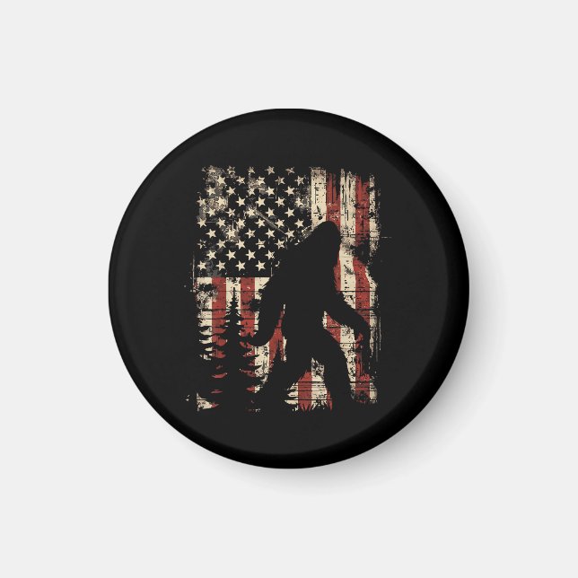Imã Bigfoot Sasquatch America Flag Patriotic Men Women (Frente)